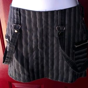 Small Serious Black and Grey Striped Mini Skirt
